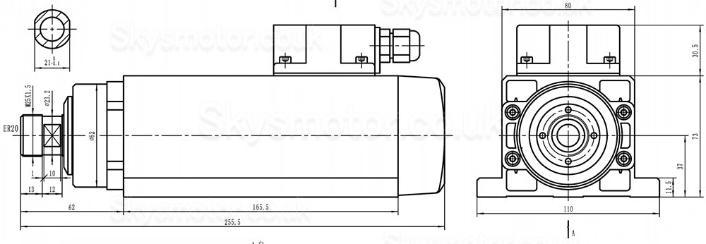 2.2KW 220V/380V Air Cooled Spindle Motor & VFD (Variable Frequency Drive) Kit GDZ80X73-2.2 + H100 ER20 Collet 24000RPM 400 Hz